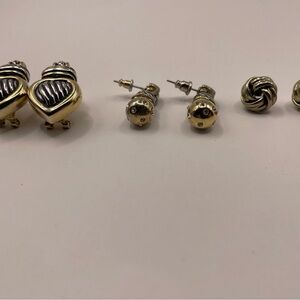 Lot Of 3 Vintage Two Tone Gold/silver  Earrings